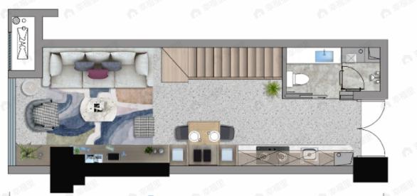 2室1厅1卫建面46平西|南户型图