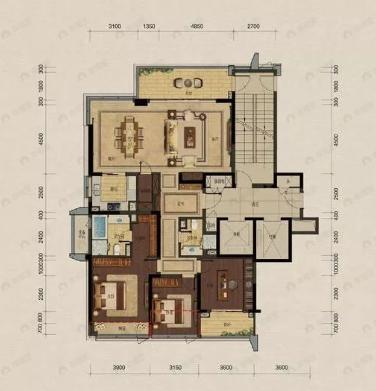 富春望3室2厅2卫户型图