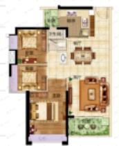 3室2厅1卫建面90m²南户型图