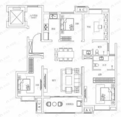 福星惠誉美术城云玺4室2厅2卫户型图
