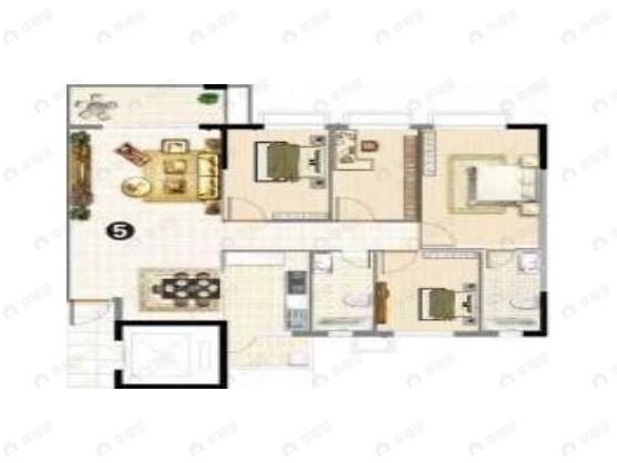 富雅都市华庭4室2厅2卫户型图