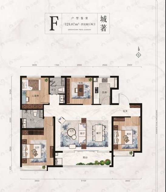 旭坤春溪晓月3室2厅2卫户型图
