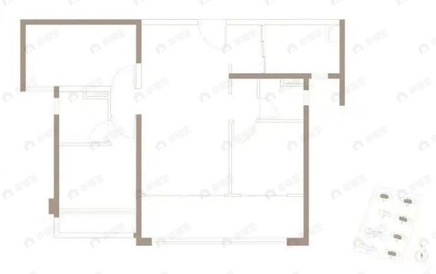 3室2厅2卫建面106平南户型图