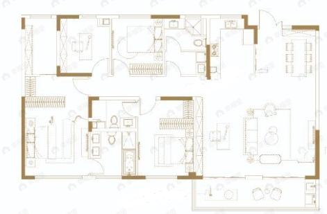 路劲美的竹林壹号4室2厅3卫户型图