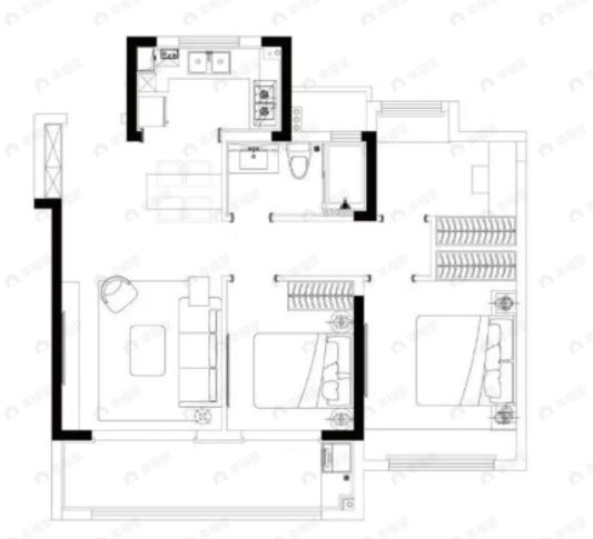 雅樾澜庭3室2厅1卫户型图