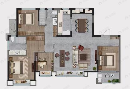 海晟大学府4室2厅2卫户型图