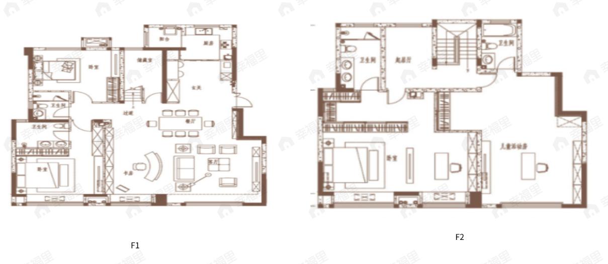 4室3厅4卫建面266平北|南户型图