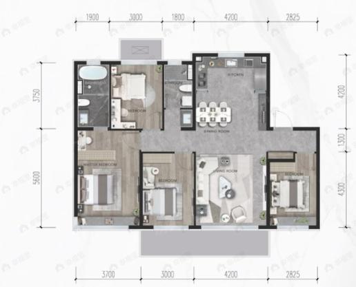 龙湖御湖境4室2厅2卫户型图