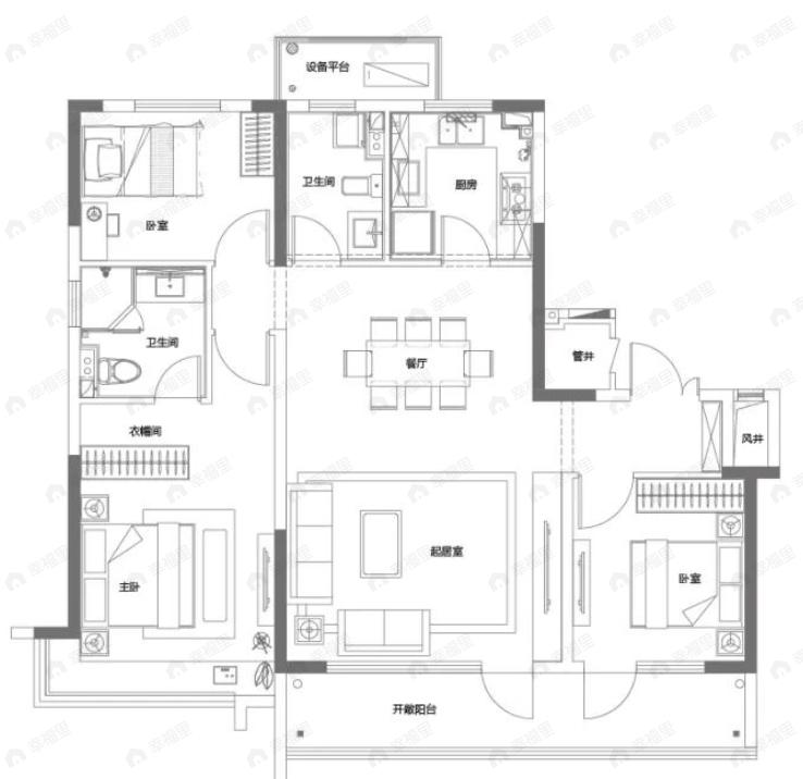 灵山湾悦府3室2厅2卫户型图