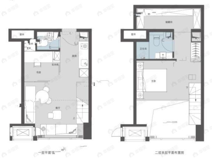 绿地泊悦2室1厅2卫户型图