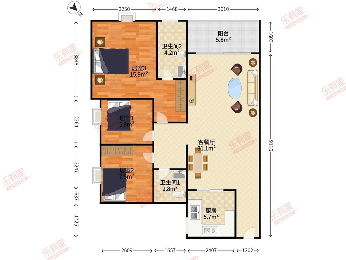 整租·美的公园天下