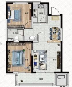 新星宇摩登公园2室2厅1卫户型图