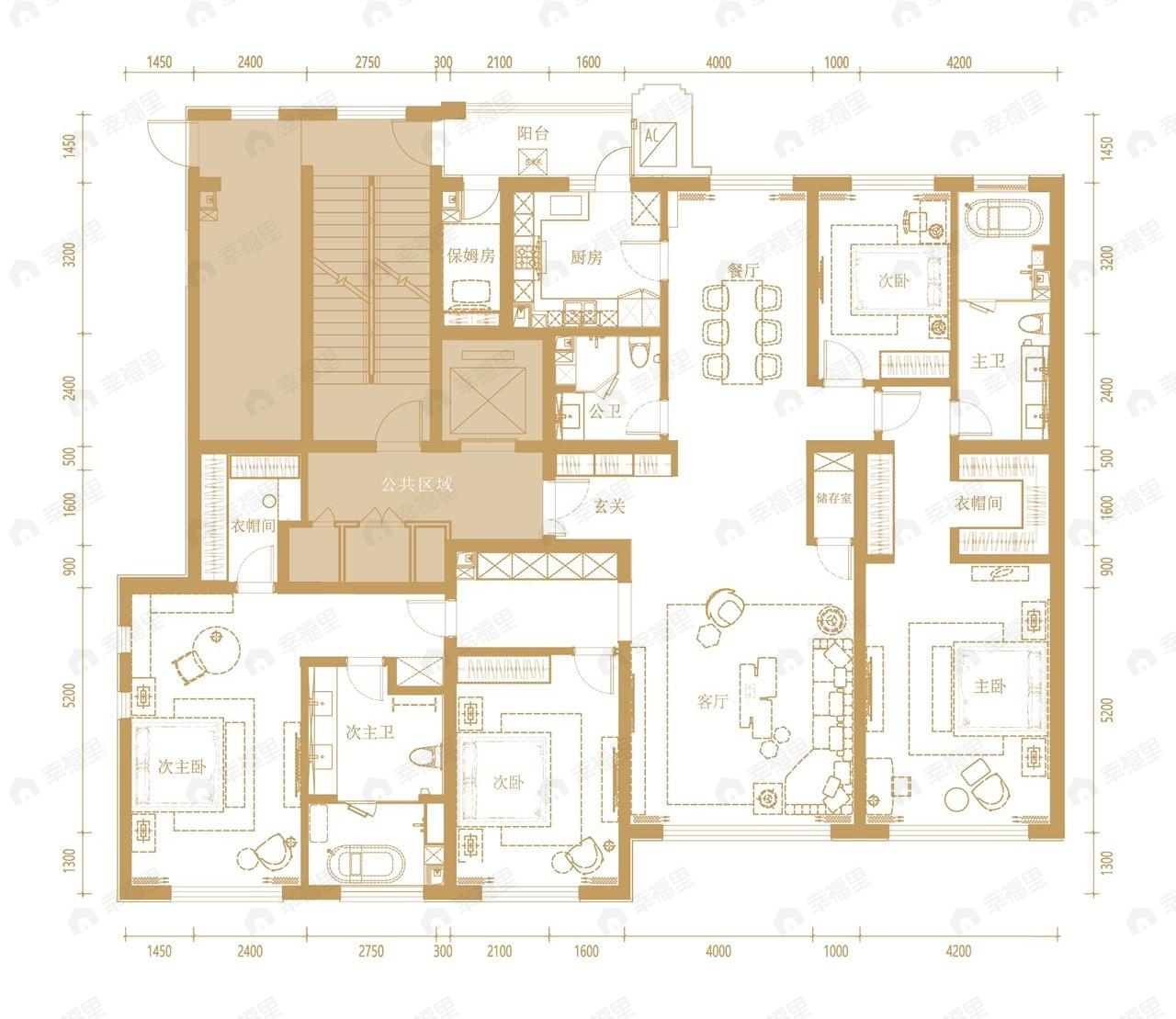 天润福熙大道4室2厅3卫户型图