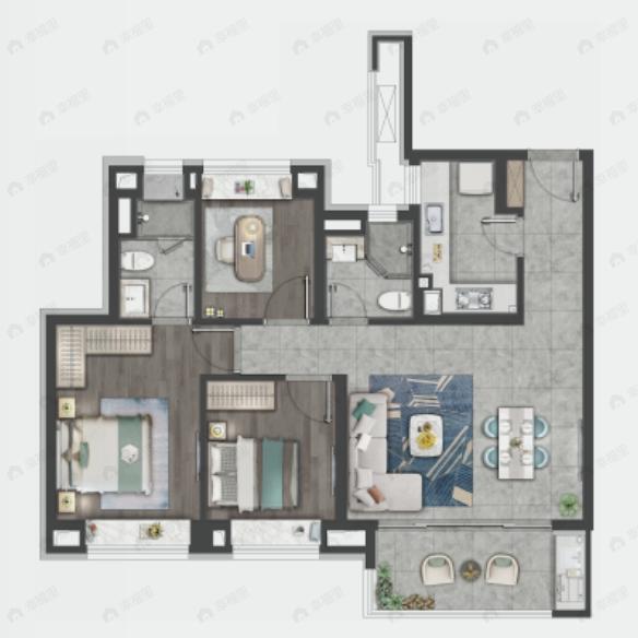 象屿同进虹桥嘉悦府3室2厅2卫户型图