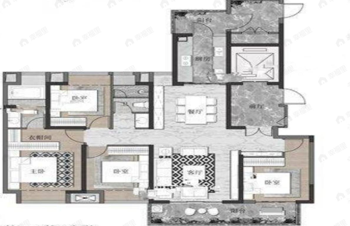 融城昆明湖4室2厅2卫户型图
