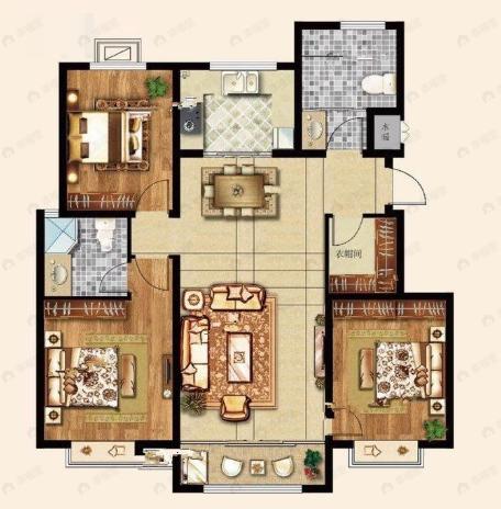 霖源华府3室2厅2卫户型图