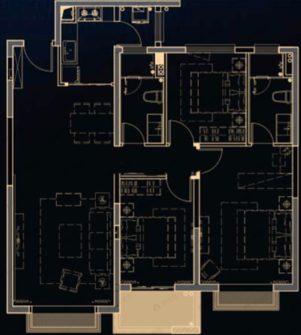 筑友天誉府3室1厅2卫户型图