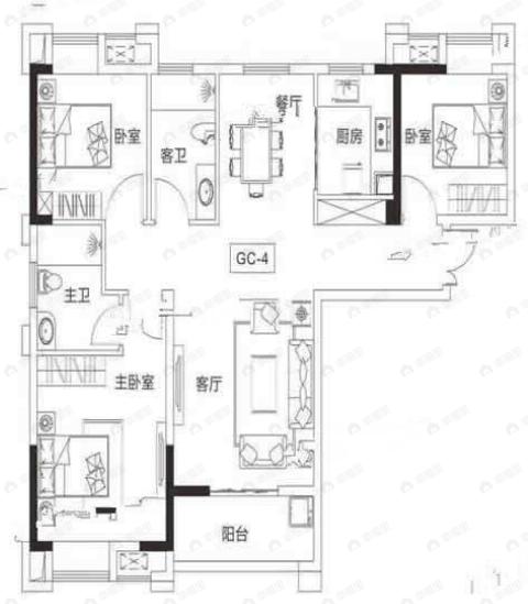 三和名仕城3室2厅2卫户型图