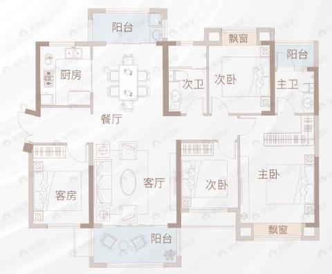 舜元臻园4室2厅2卫户型图