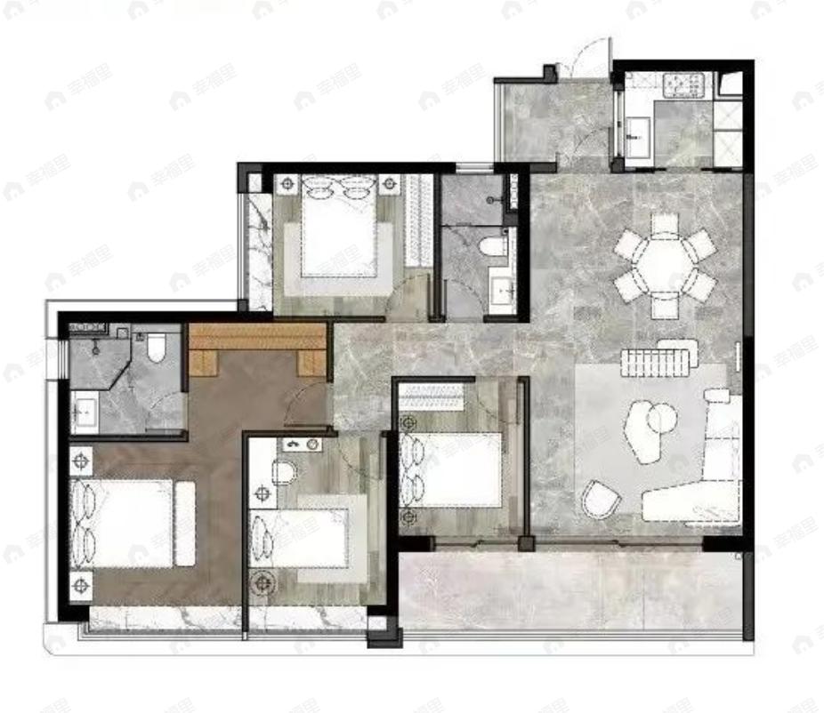 粤海云港城4室2厅2卫户型图