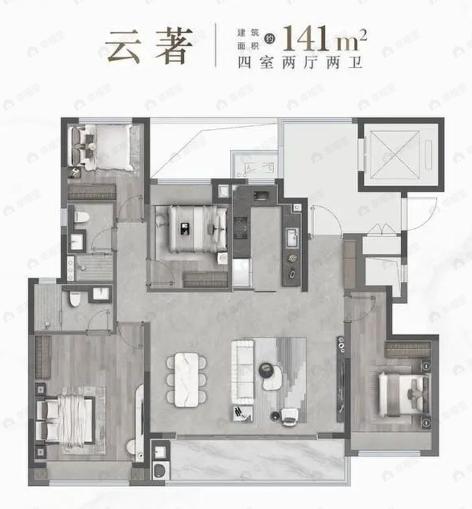 龙湖·青云阙4室2厅2卫户型图