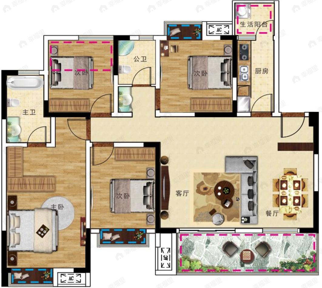 天和绣水岸4室2厅2卫户型图