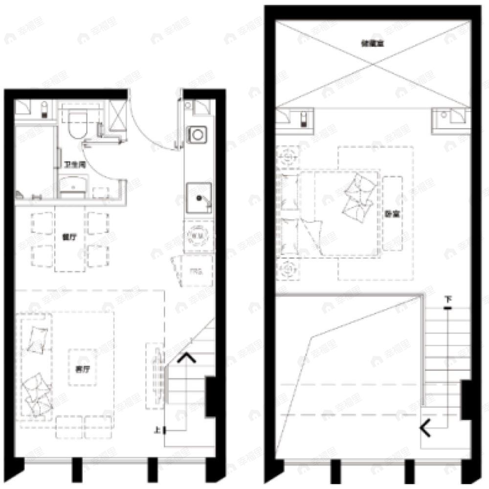 天恒世界集1室1厅1卫户型图