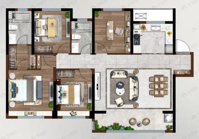 中梁鎏金雲玺4室2厅2卫户型图