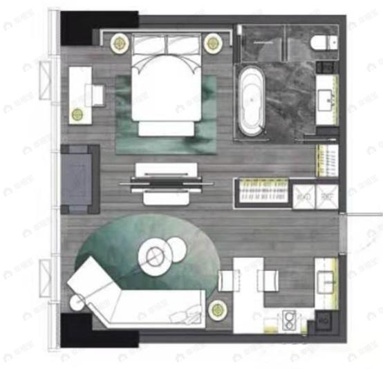 莱安中心1室1厅1卫户型图