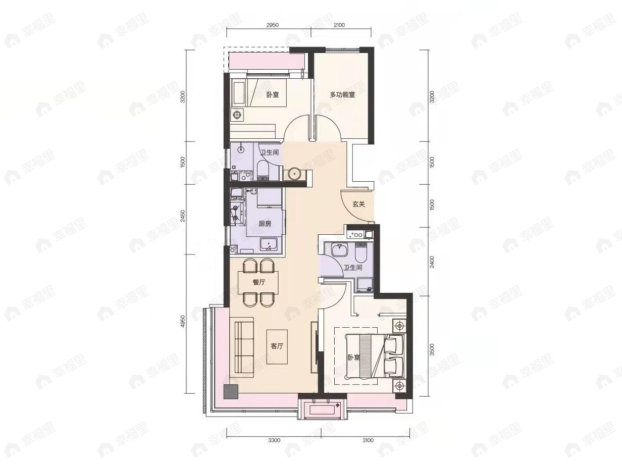 北京城建乐知筑3室2厅2卫户型图