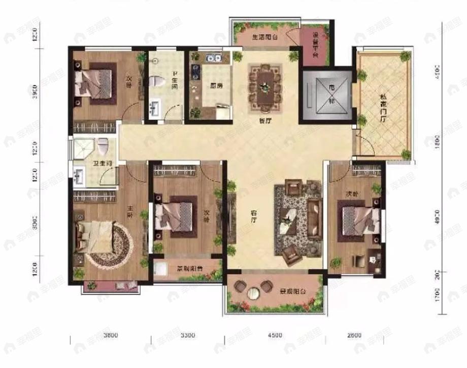 湟栋公园里4室2厅2卫户型图