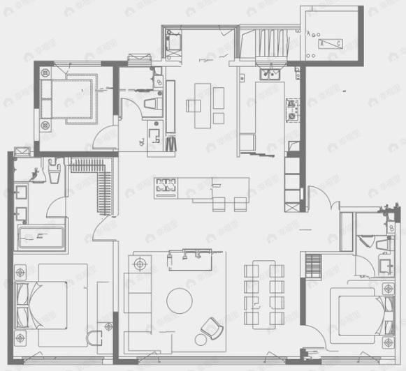 招商华宇长安玺4室2厅3卫户型图