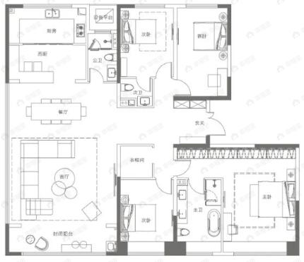 碧桂园云顶4室2厅3卫户型图
