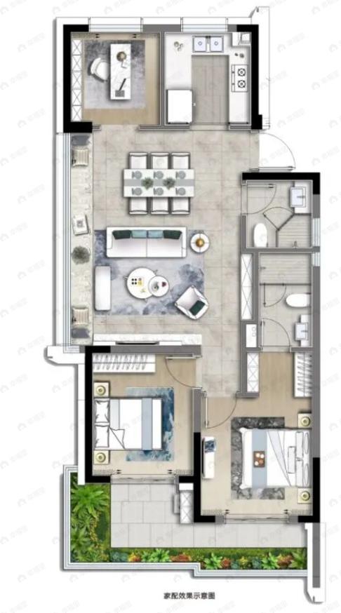 未来城壹号3室2厅2卫户型图