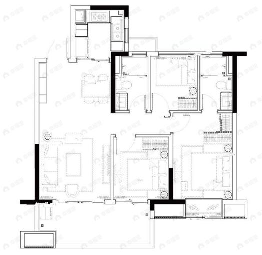 保利和光3室2厅2卫户型图