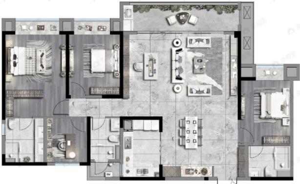 阳光城天澜道11号4室2厅3卫户型图