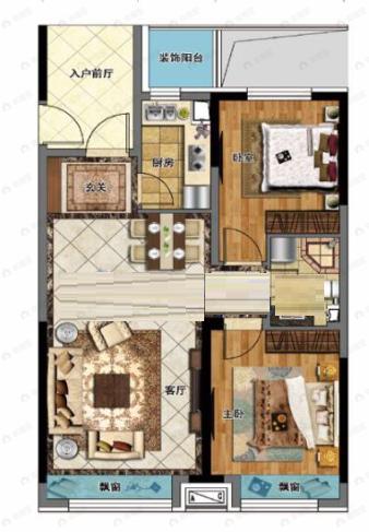 青阳华府2室2厅1卫户型图