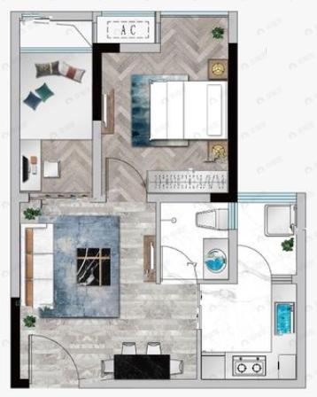 维康云顶荟1室1厅1卫户型图