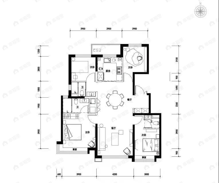 碧桂园和世界4室2厅3卫户型图