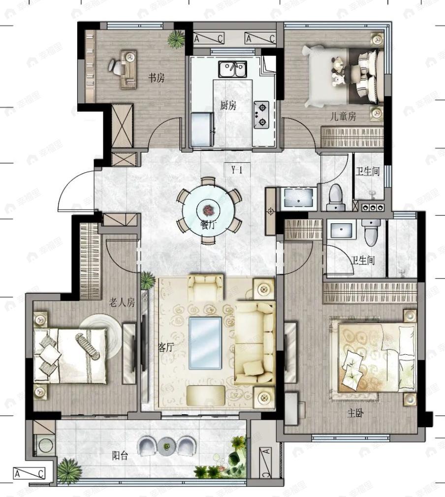 合景泰富庐江壹号4室2厅2卫户型图