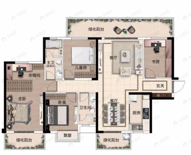 邕府檀境4室2厅2卫户型图