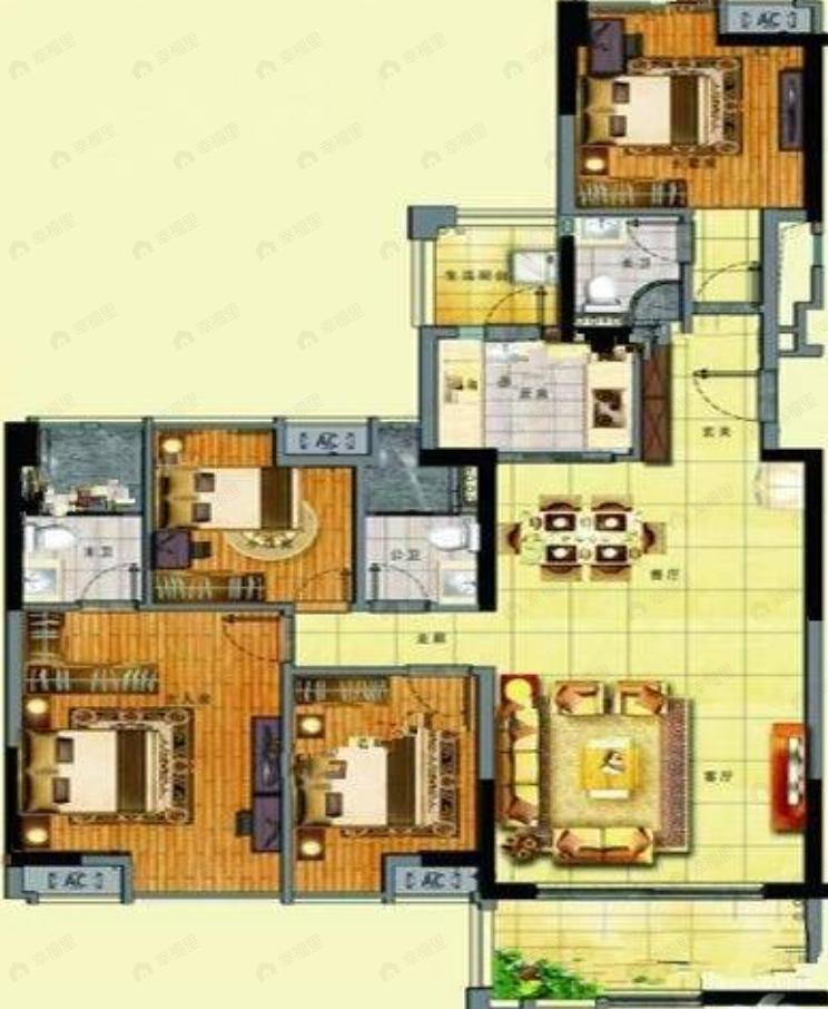 4室2厅2卫建面151平东南户型图