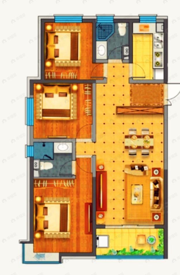城乡居壹号苑3室2厅2卫户型图