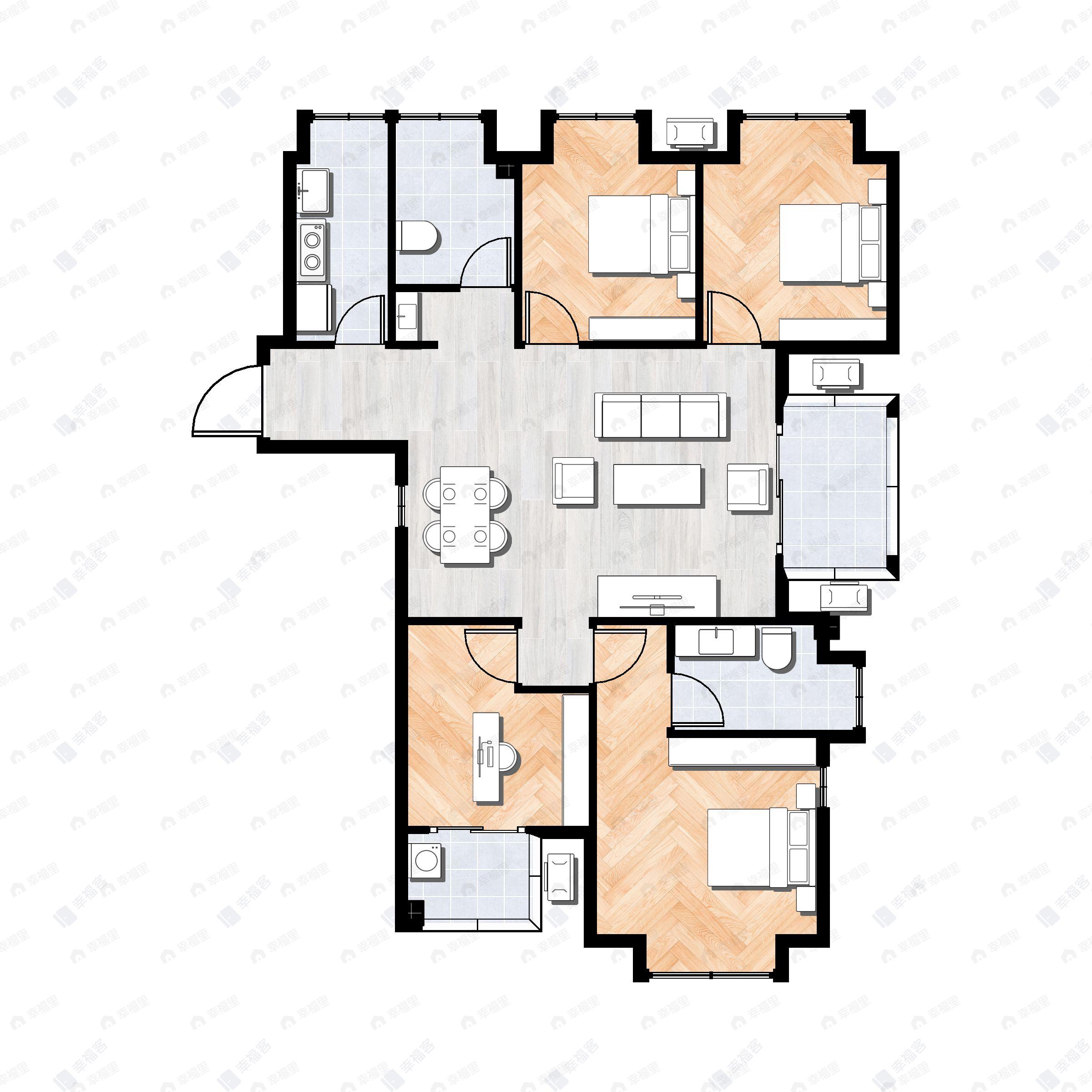 4室2厅2卫建面111平户型图