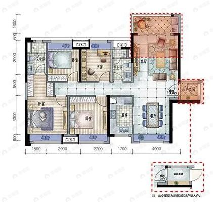 美的桂畔君兰4室2厅2卫户型图