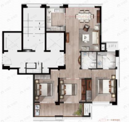 海悦城钰园3室2厅2卫户型图