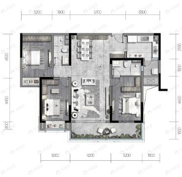 阳光城天澜道11号3室2厅2卫户型图