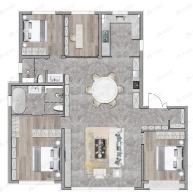中海峰境南开4室2厅2卫户型图