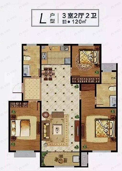 天一兰悦公馆3室2厅2卫户型图