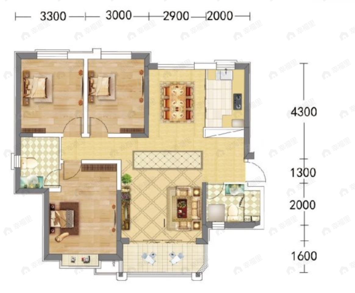 长城嘉峪苑二期3室2厅2卫户型图